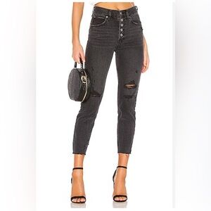 Free People We the Free Button Fly Distressed High Rise Ankle Jeans 25